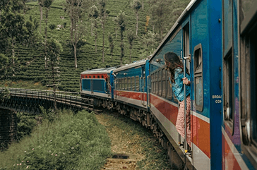Sri Lanka scenic train travelling through the mountains